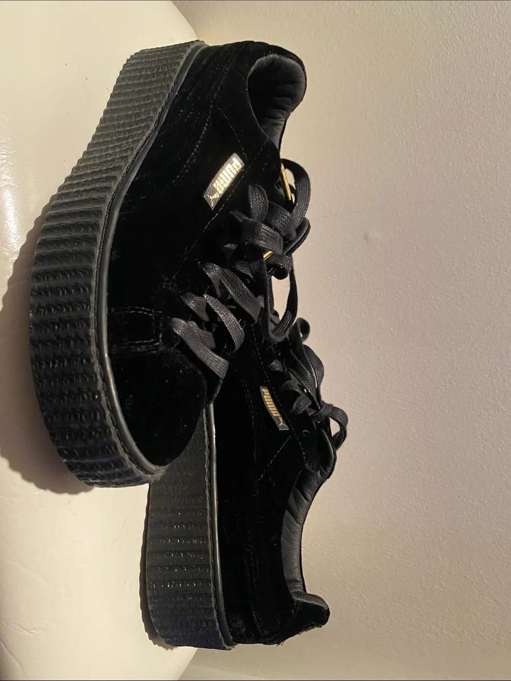 Puma Black Velvet Platform Sneakers